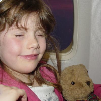 Tamsin 6 years old first trip on a plane Finland holiday 2007 b